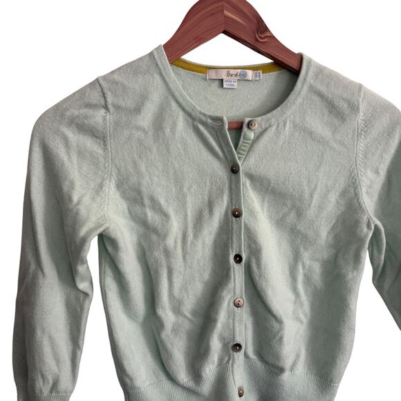 Boden Cashmere Crop Cardigan 4 US 8 UK Mint Green Button Academia Prep Capsule - Picture 5 of 5